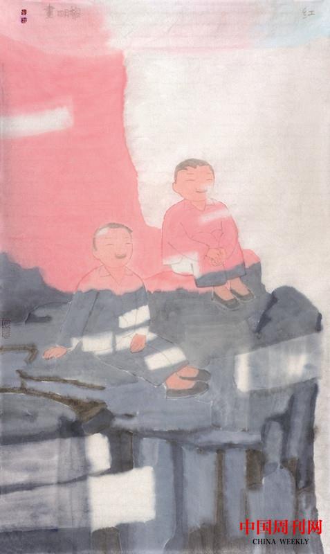 田黎明2020紅，紙本水墨，70×40cm.jpg